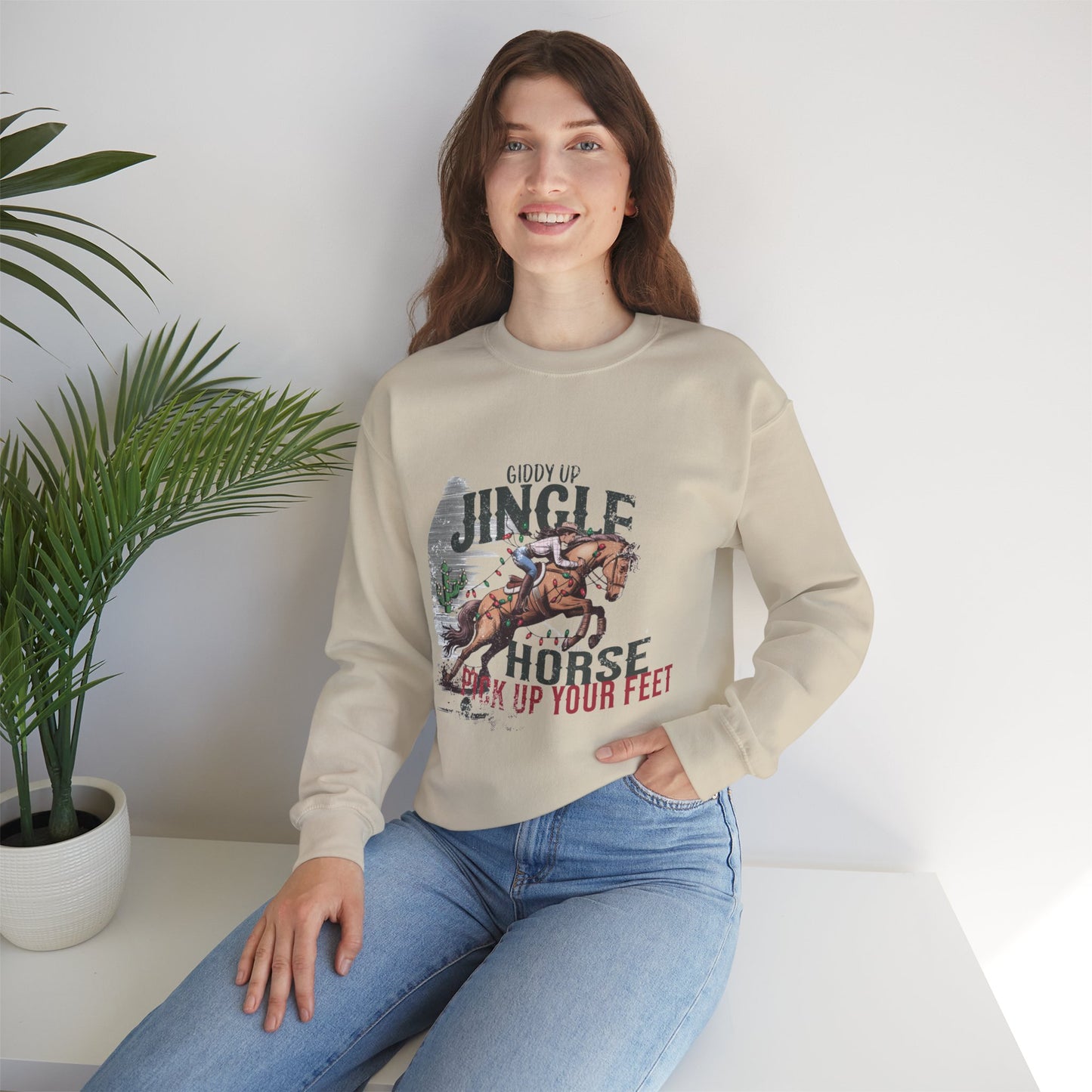 "Jingle Horse, Pick Up Your Feet" unisex crewneck sweatshirt